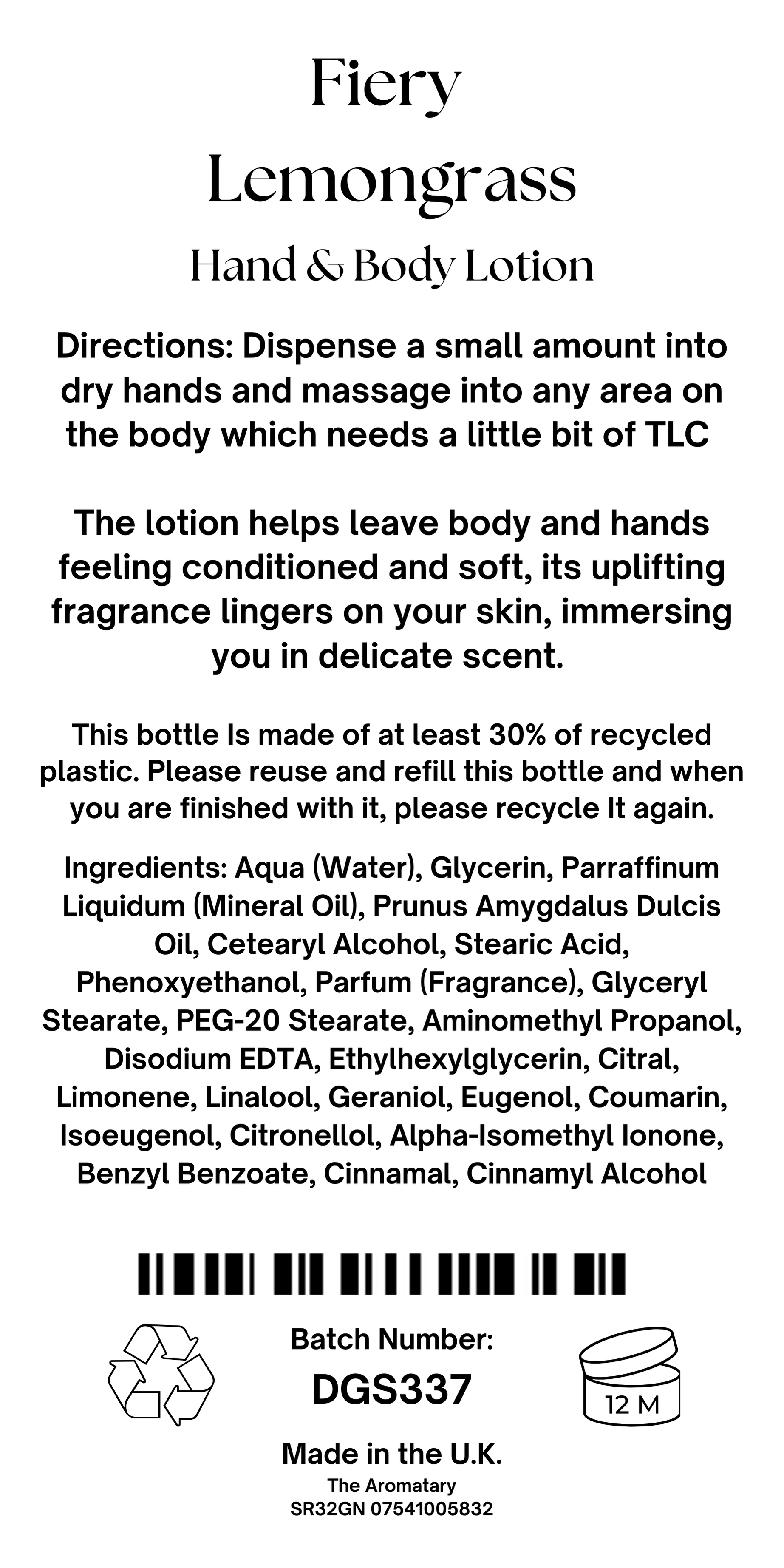 Fiery Lemongrass - Wash and Lotion